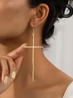 Women's Street Trend Cross Charm Dangle Earrings, 1 Pair Trendy Minimalist Dangle Earrings, Chic Exaggerated Jewelry for Part...