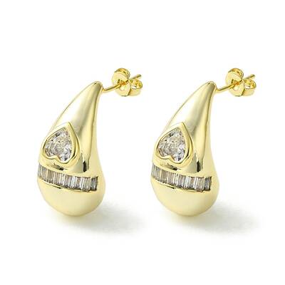 Brass with Cubic Zirconia Studs Earrings