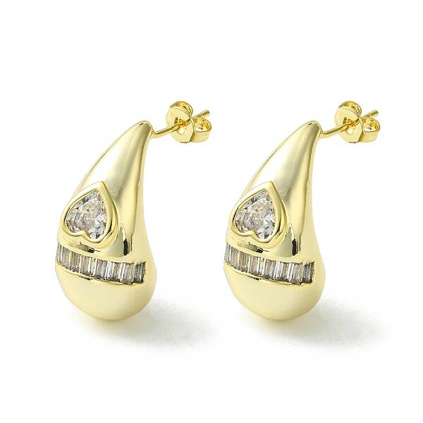 Brass with Cubic Zirconia Studs Earrings