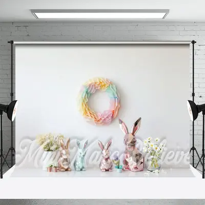 Paper Wreath Wall Cute Rabbit Crafts Floral Backdrop - Aperturee
