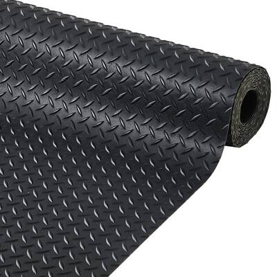 Garvee 7.5 x 18 ft Garage Floor Mat, 2.8 mm Thickened Flooring Roll Diamond Plate PVC Rubber Trailer Mat, Non-Slip Floor Prot...