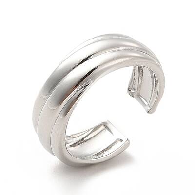 Non-Tarnish 304 Stainless Steel Grooved Open Cuff Ring for Women
