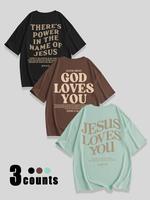Women's Letter Print Round Neck Tee, Casual Short Sleeve Crew Neck T-shirt for Summer, Fashion Women's Top for Daily Wear