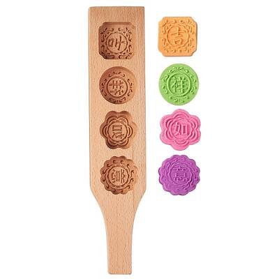 Flat Round & Square & Flower Wooden Press Mooncake Molds