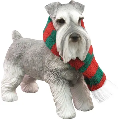 Sandicast Standing Gray Schnauzer Christmas Ornament