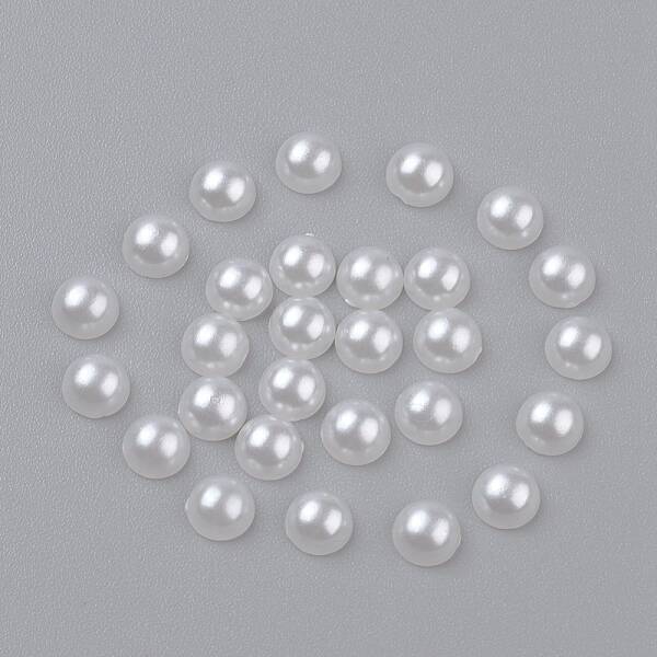 5MM Creamy White Dome Half Round Acrylic Imitated Pearl Cabochons Fit Phone Decoration