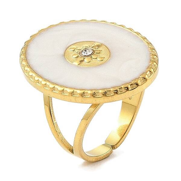 Ion Plating(IP) 304 Stainless Steel Enamel Open Cuff Rings for Women