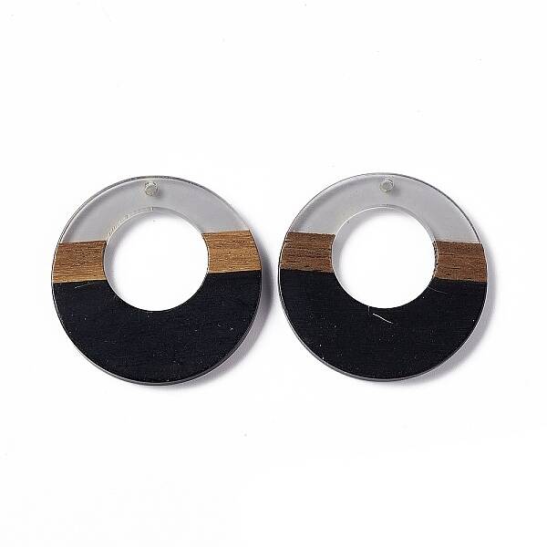 Opaque Resin & Walnut Wood Pendants
