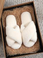 Women's Solid Color Fluffy Plush Slippers, Casual Soft Comfortable Home Slippers For Women, Warm Slippers for Indoor & Outdoo...