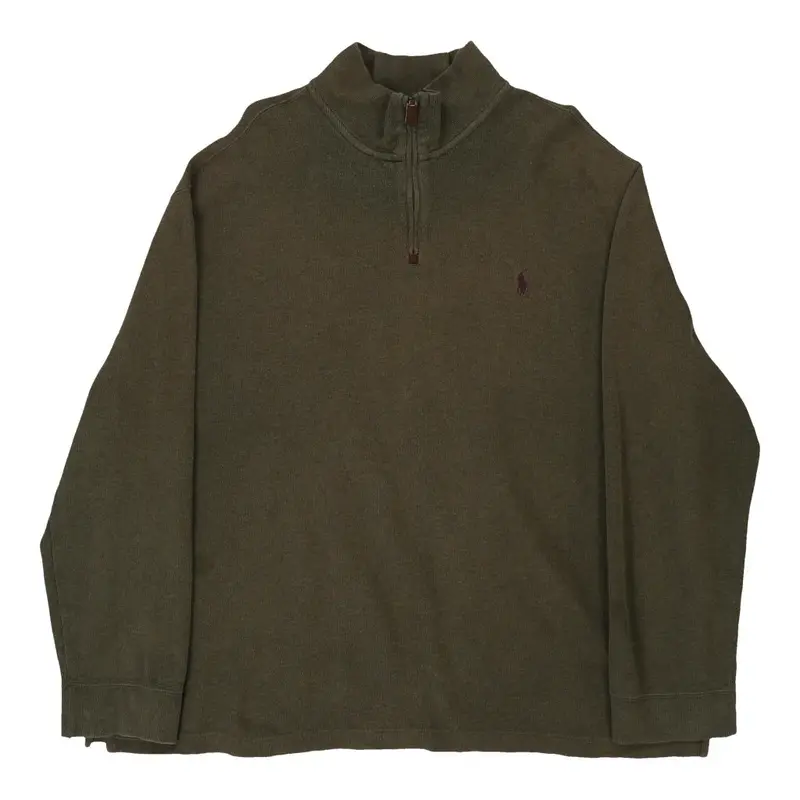 Ralph Lauren 1/4 Zip - 3XL Khaki Cotton