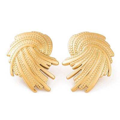 Ion Plating(IP) Wing 304 Stainless Steel Stud Earrings for Women