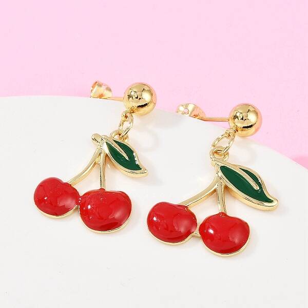 Brass Enamel Stud Earrings