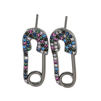 Rack Plating Brass Micro Pave Clear Cubic Zirconia Stud Earring