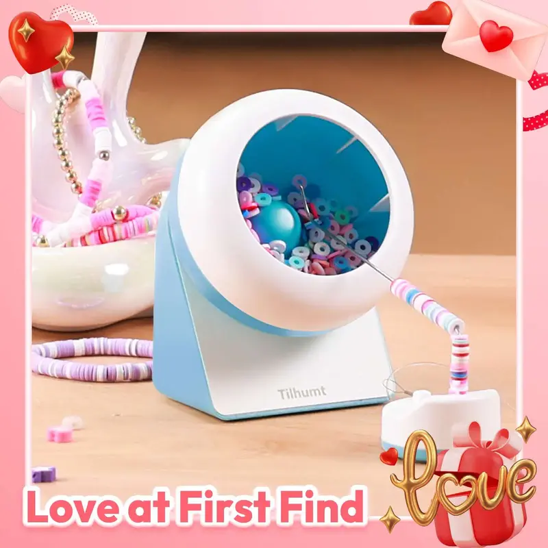 Tilhumt Clay Bead Spinner, Electric Bead Spinner for Jewelry Making, Bracelet Maker with Needles and Thread for Cute Friendsh...