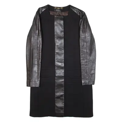 GUCCI Womens Overcoat Coat Black Knit M