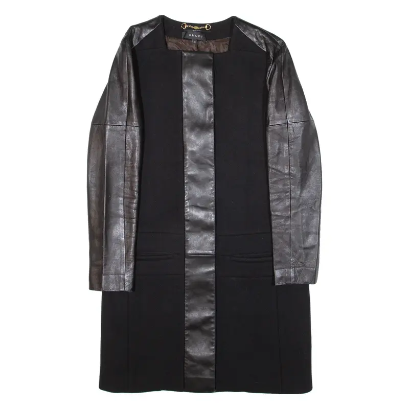 GUCCI Womens Overcoat Coat Black Knit M