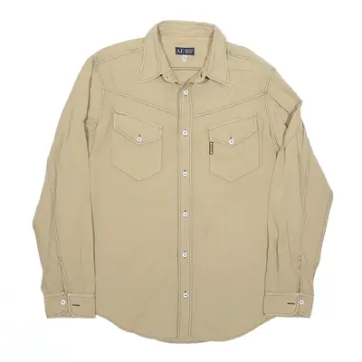 ARMANI JEANS Plain Shirt Beige Long Sleeve Mens M