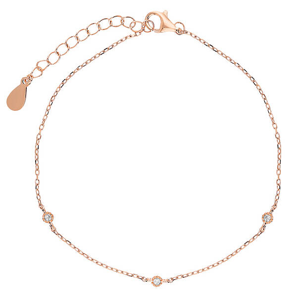 925 Sterling Silver Cubic Zirconia Link Anklets for Women