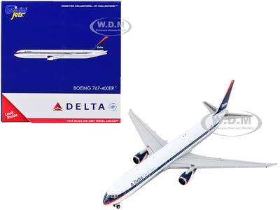 Boeing 767-400ER Commercial Aircraft Delta Airlines - Interim Livery White with Blue Stripes 1/400 Diecast Model Airplane by ...