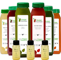 Raw Fountain 1 Day Juice Cleanse Tropical Edition, All Natural Raw, Cold Pressed, Detox Cleanse, 6 Bottles, 3 Bonus Ginger Sh...
