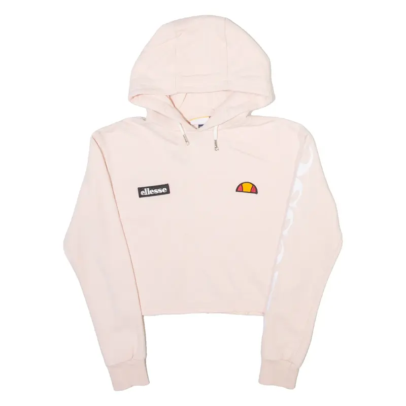 ELLESSE Crop Womens Pink Hoodie UK 4