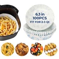 Air Fryer Paper Liner 100 pcs Non-Stick Disposable Paper for Microwave Baking, Oil-Proof & Water-Proof, Food-Grade Baking Pap...