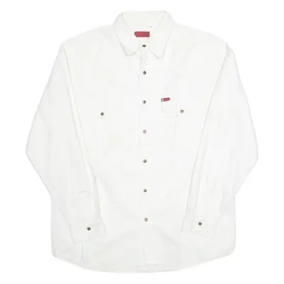 LEE COOPER Mens Plain Shirt Cream 90s Long Sleeve M