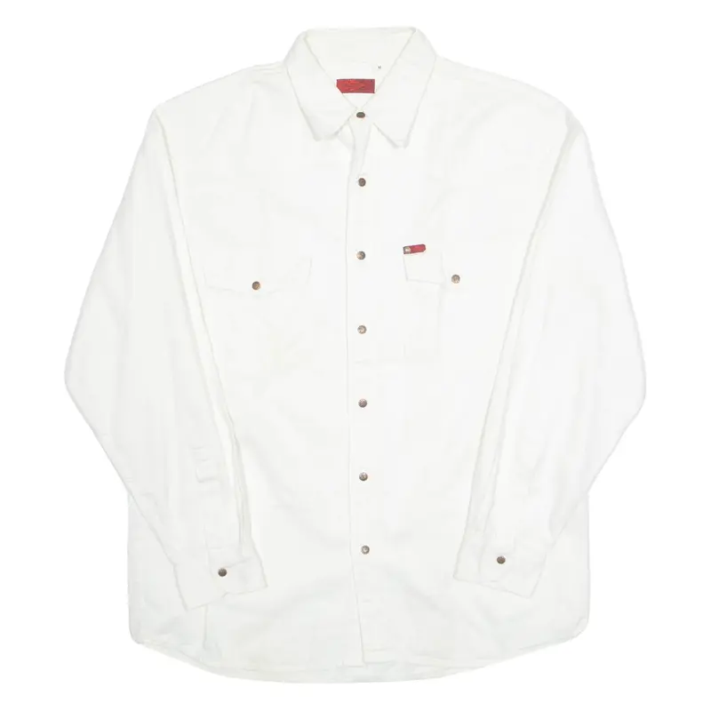 LEE COOPER Mens Plain Shirt Cream 90s Long Sleeve M