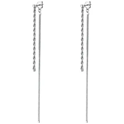 Brosway Essential BNL08 2 in 1 Long Steel Earrings - Length: 6 cm