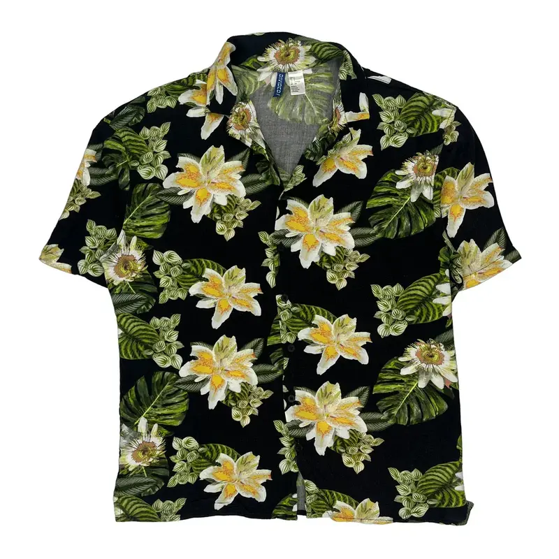 H&M Hawaiian Shirt - Small Black Viscose