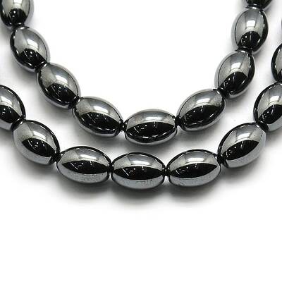 Non-magnetic Synthetic Hematite Oval Beads Strands
