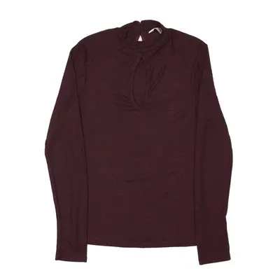 MISS SELFRIDGE Jumper Maroon Tight Knit High Neck Womens UK 12