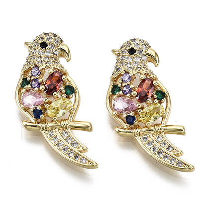 Hollow Brass Micro Pave Colorful Cubic Zirconia Pendants