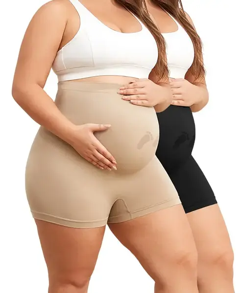 Y25D Pack of 2 Maternity Shapewear for Women Seamless Maternity Underwear Under Dress Over Bump Pregnancy Shorts High Waist P...
