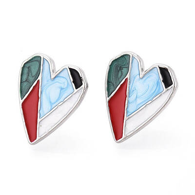 304 Stainless Steel Enamel Stud Earrings