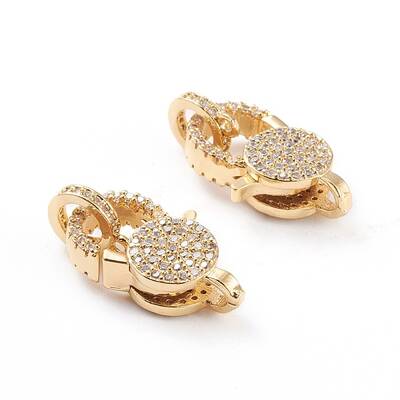 Brass Micro Pave Clear Cubic Zirconia Lobster Claw Clasp