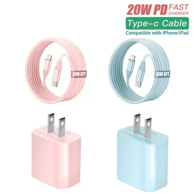 20W PD Portable Charger for Summer (2 Set), Fast Charging Adapter Phone Charger for iPhone, Type C Wall Charger Block with Ch...