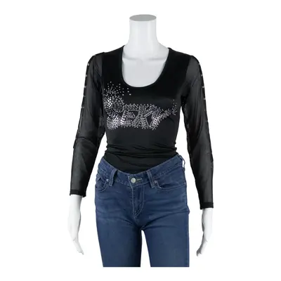 KUYN Y2K Mesh Bodysuit Top Black Long Sleeve Womens S