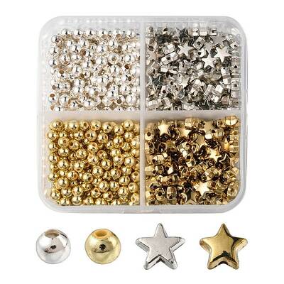 500Pcs 4 Style Iron & CCB & ABS Plastic Spacer Beads
