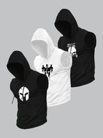 Men's Skull Print Hooded Tank Top, Casual Loose Fit Casual Sleeveless Top for Summer, Men's Top for Daily Wear, Sweatshirt,...