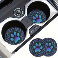Creative Dog Paw Pattern Car Coaster, Round Anti-slip Car Cup Holder Mat, Car Interior Decoration Accessories for Women & Men