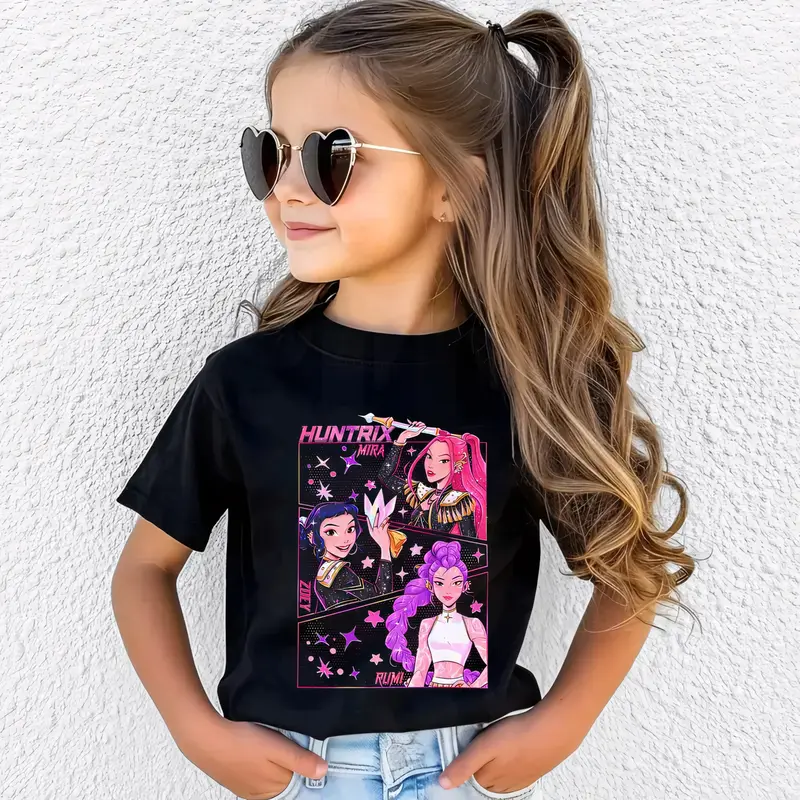 Kpop Demon Hunters Tiger Shirt，Demon Hunter Tiger Funny Movie Tee, Kid Back To School Cute Cartoon Graphic Print, Cotton, R...