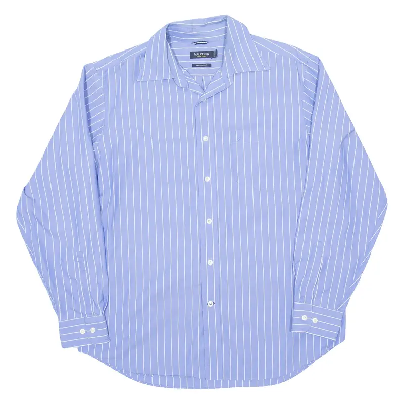 NAUTICA Mens Shirt Blue Striped Long Sleeve L