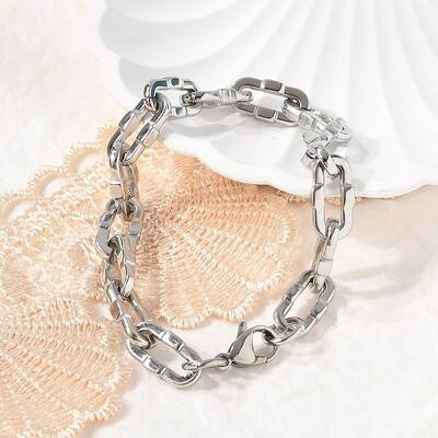 304 Stainless Steel Dapped Chain Bracelets for Women