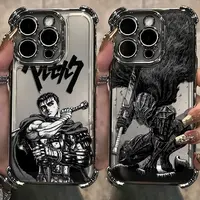 Berserk Guts Hot Blood Anime Plating Case For iPhone 16 15 14 13 12 11 Pro Max X XR XSMax 7 8 Plus Anti-Fall Airabag Back Cov...