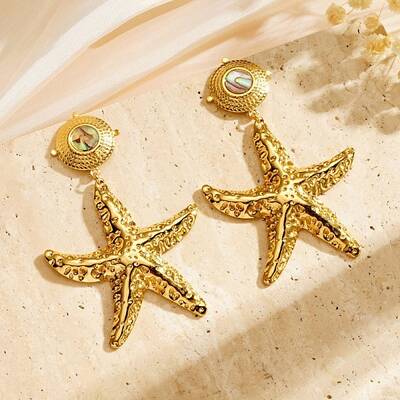 304 Stainless Steel & Shell Stud Earrings for Women
