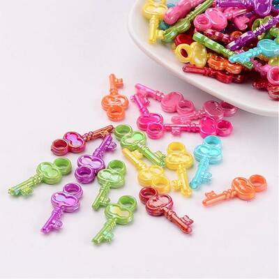 Opaque AB Color Acrylic Skeleton Key Pendants