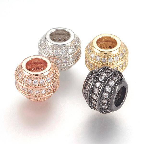Brass Micro Pave Cubic Zirconia European Beads