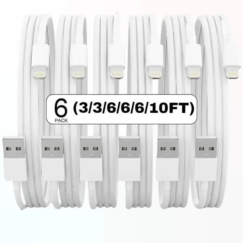 6Pack(3/3/6/6/6/10 FT) Original [MFi Certified] iPhone Fast Charging Lightning Cable Cord Compatible 14/13/12/11 Pro Max/XS M...