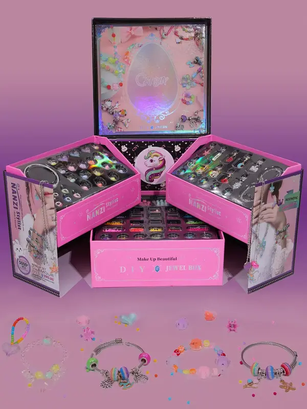 Diy Jewelry Making Kit with Cute Jewelry Box, Diy Jewelry Making Kit for Teenager, Birthday Gift for Girls, Crafts